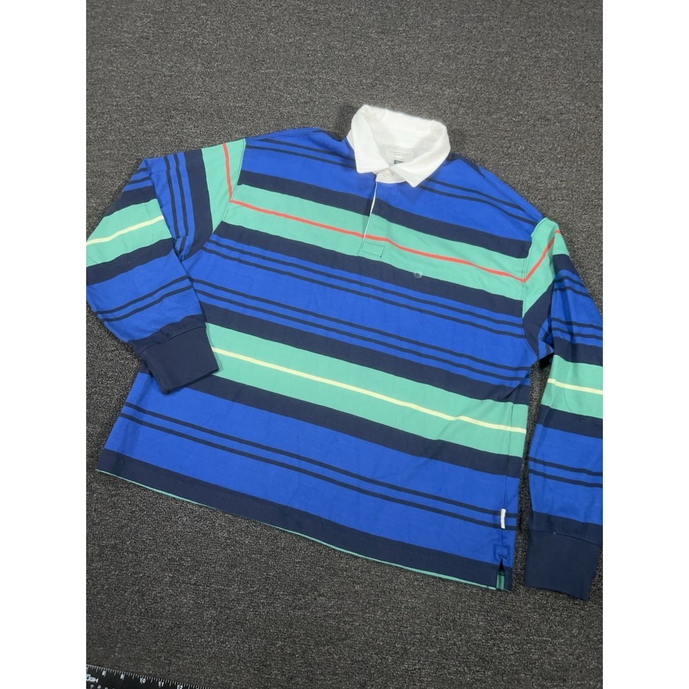 New American Eagle Rugby Polo Shirt Men's Medium Colorful‎ Striped Preppy
